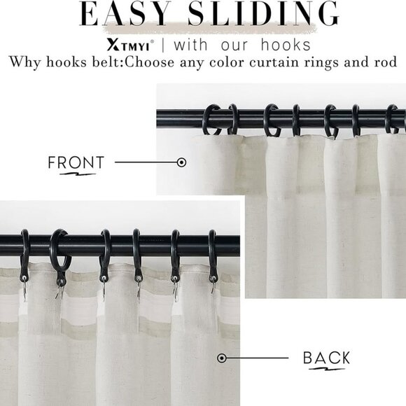 Linen Curtains (50"W x 108"L) 2 panels living room bedroom - Picture 5 of 7